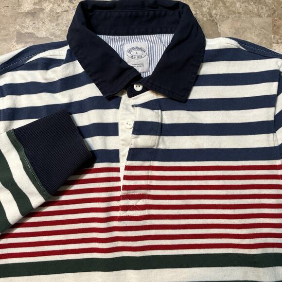 Brooks Brothers Polo Shirt Mens Large Colorful Striped Rugby Preppy Cotton - Picture 1 of 14